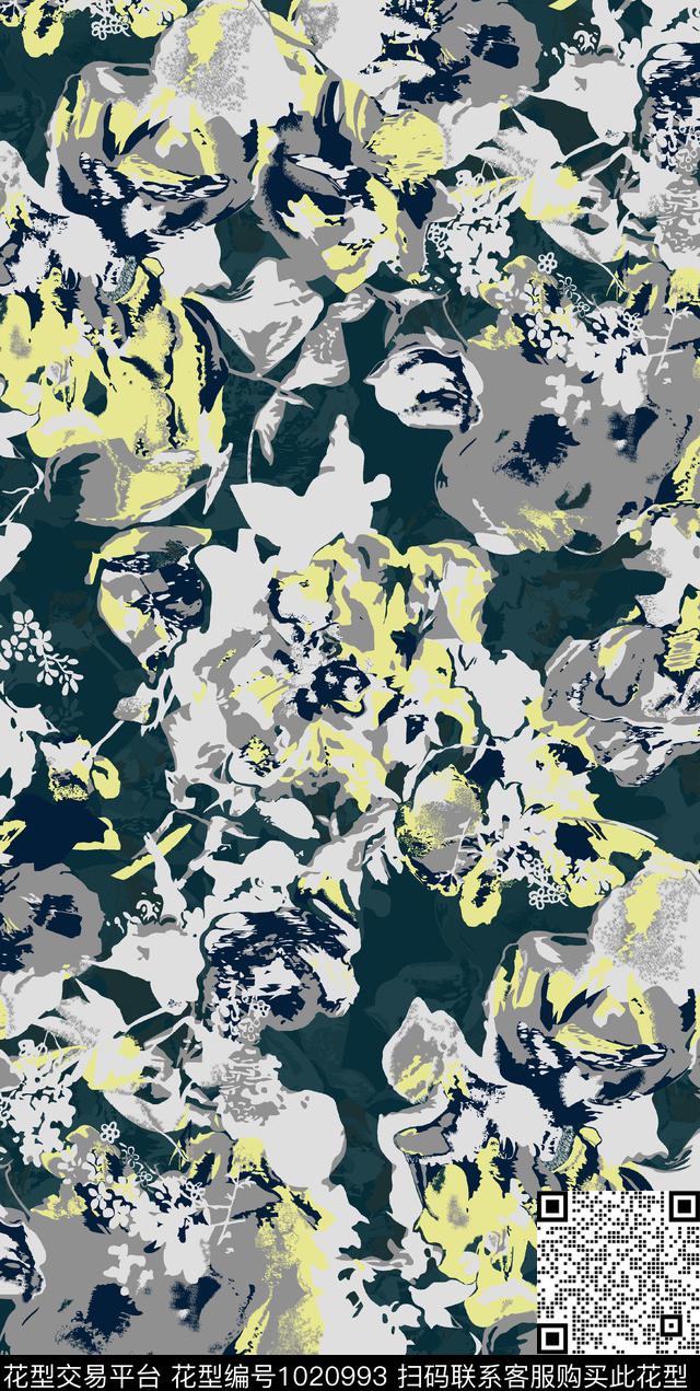 抽象花卉创意肌理传统印花华亿平台下载（图片编号: 1020993） - 瓦栏（Walan）