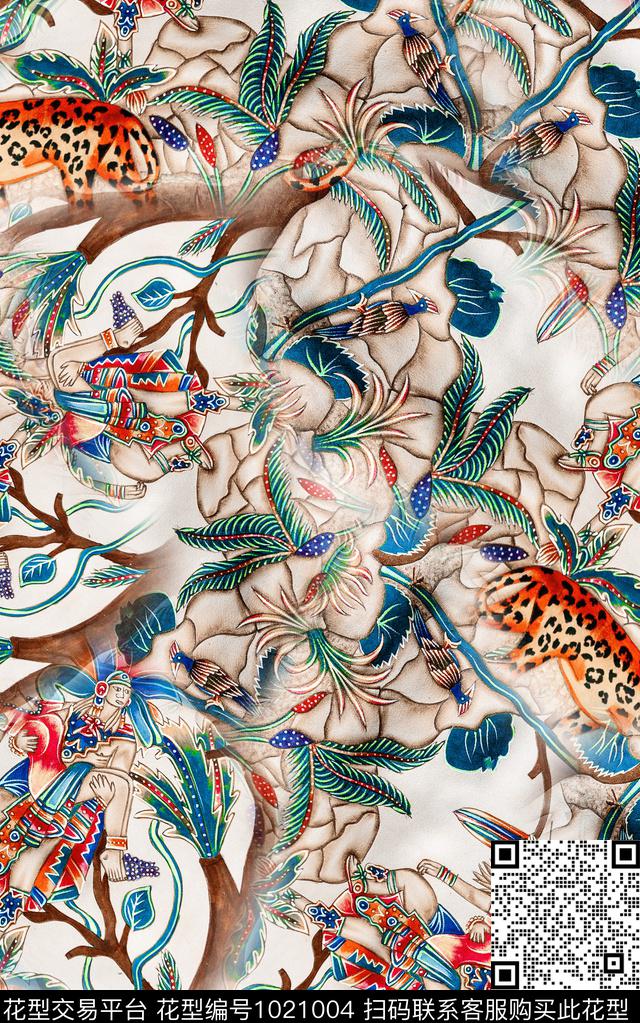 数码华亿平台民族风线条数码印花华亿平台下载（图片编号: 1021004） - 瓦栏（Walan）