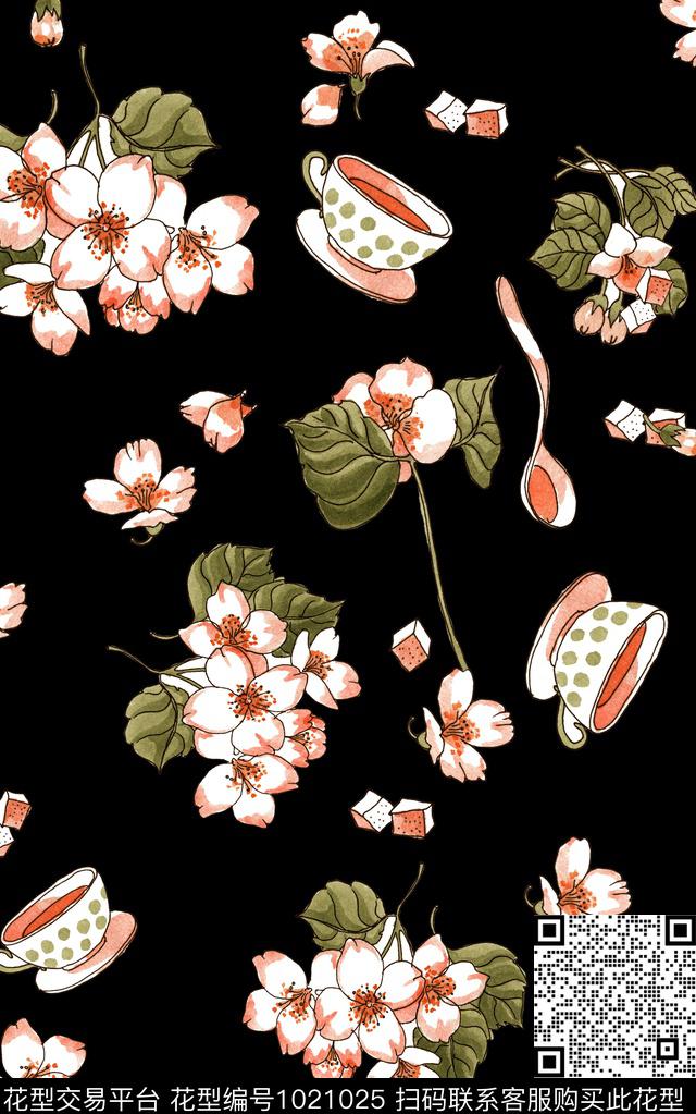 数码华亿平台小碎花线条数码印花华亿平台下载（图片编号: 1021025） - 瓦栏（Walan）