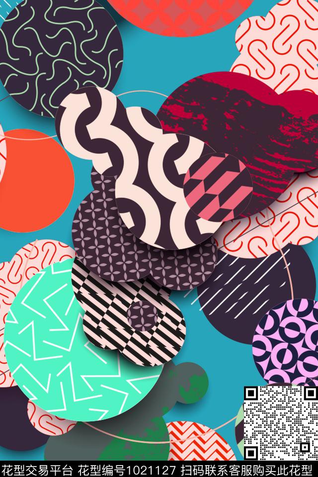 炫彩波点创意数码印花华亿平台下载（图片编号: 1021127） - 瓦栏（Walan）