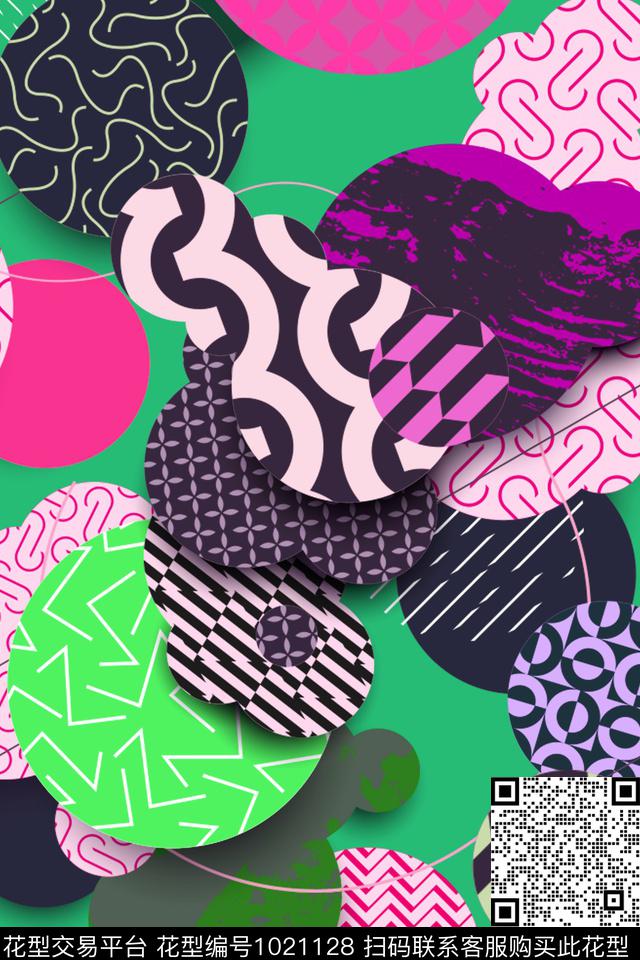 炫彩波点创意数码印花华亿平台下载（图片编号: 1021128） - 瓦栏（Walan）