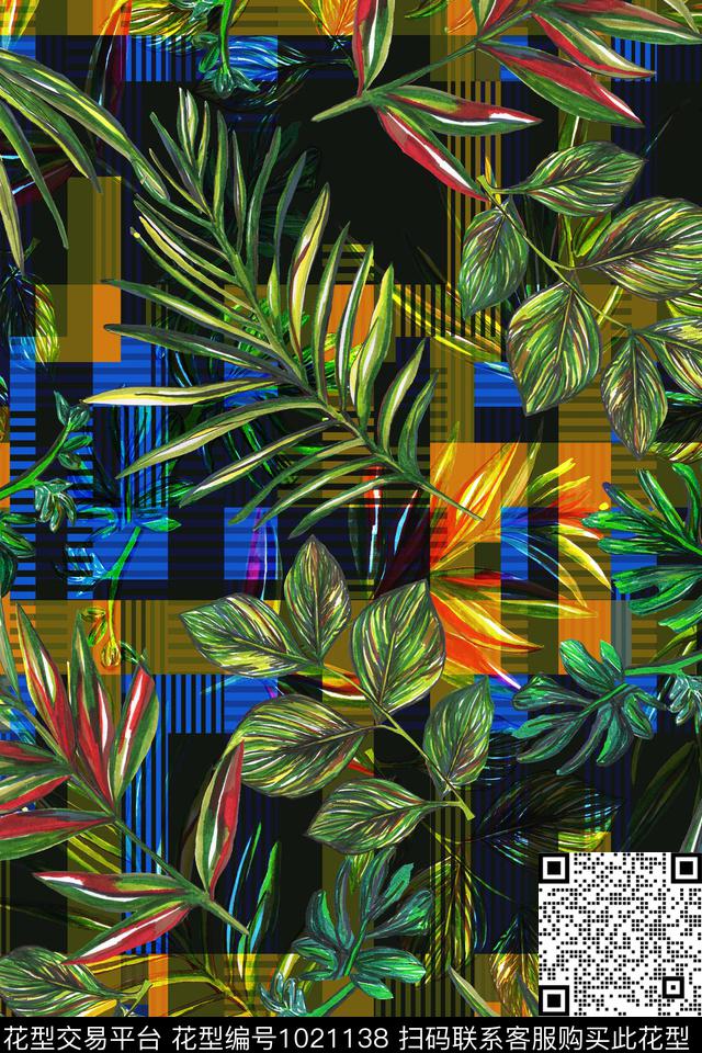 抽象花卉女装几何数码印花华亿平台下载（图片编号: 1021138） - 瓦栏（Walan）