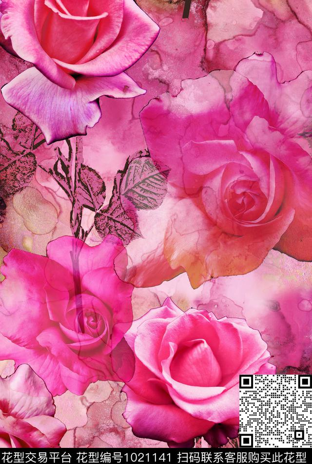 数码华亿平台民族风花卉数码印花华亿平台下载（图片编号: 1021141） - 瓦栏（Walan）