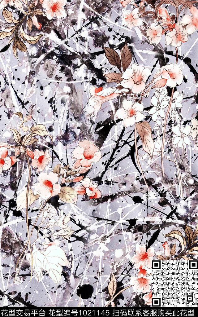 数码华亿平台花卉大牌风数码印花华亿平台下载（图片编号: 1021145） - 瓦栏（Walan）