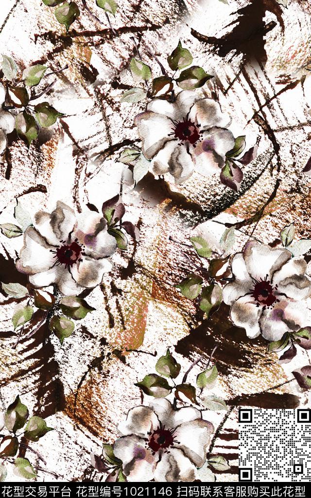 数码华亿平台花卉大牌风数码印花华亿平台下载（图片编号: 1021146） - 瓦栏（Walan）
