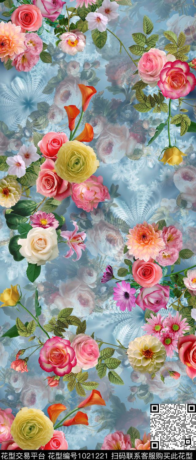 数码华亿平台花卉女装数码印花华亿平台下载（图片编号: 1021221） - 瓦栏（Walan）