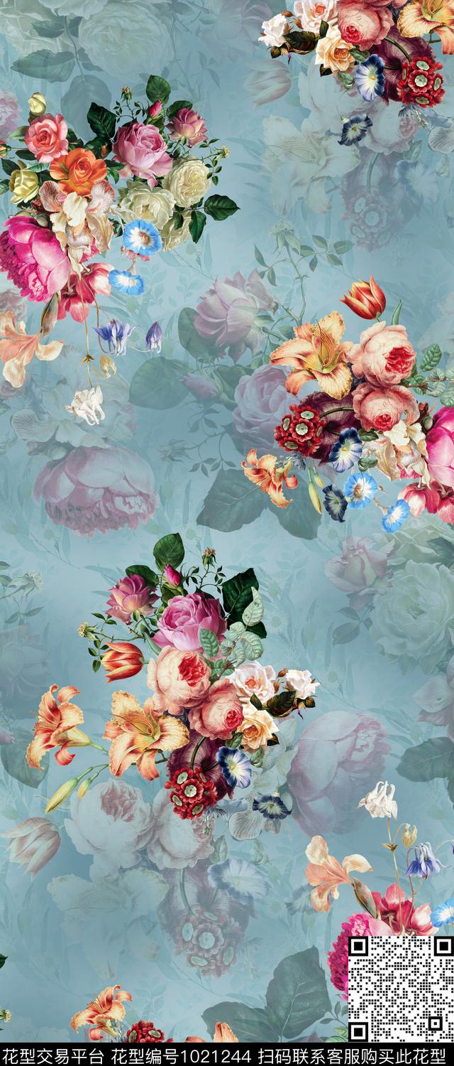 数码华亿平台花卉女装数码印花华亿平台下载（图片编号: 1021244） - 瓦栏（Walan）