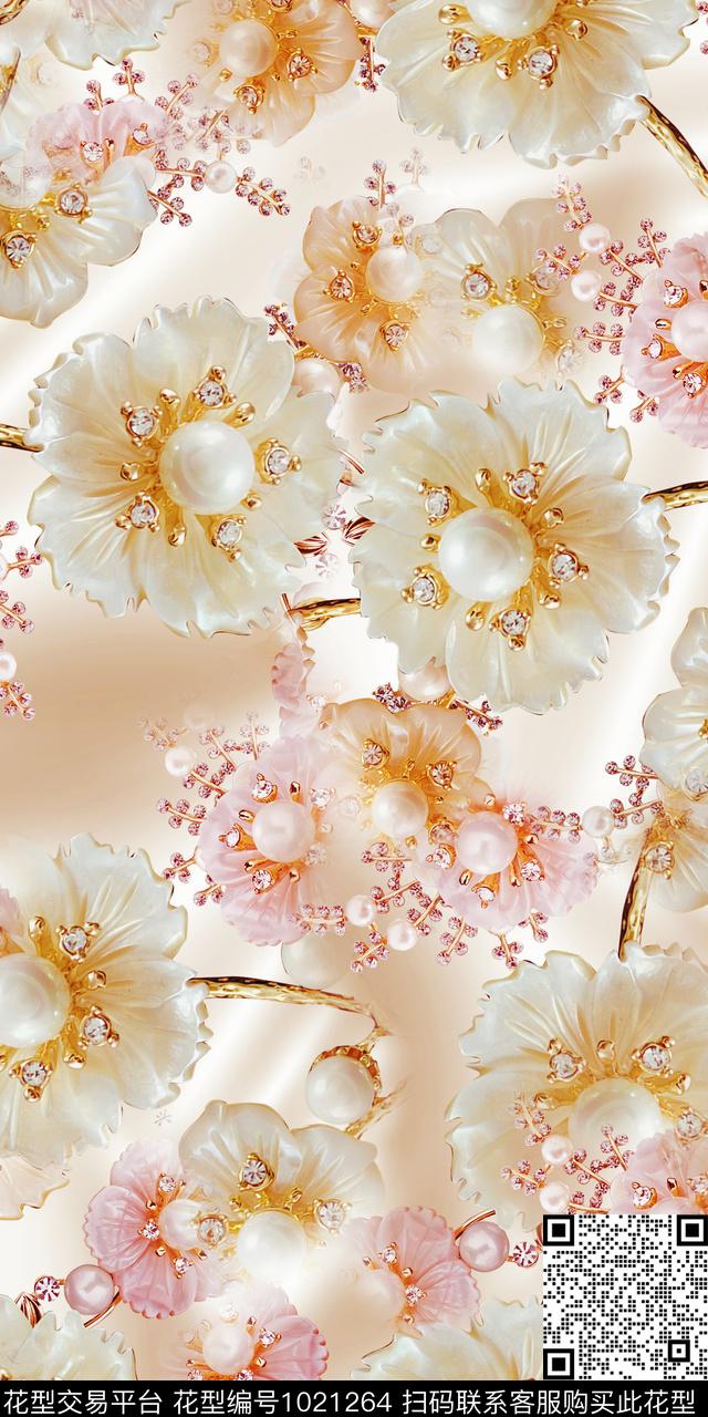 数码华亿平台手绘花卉素雅数码印花华亿平台下载（图片编号: 1021264） - 瓦栏（Walan）