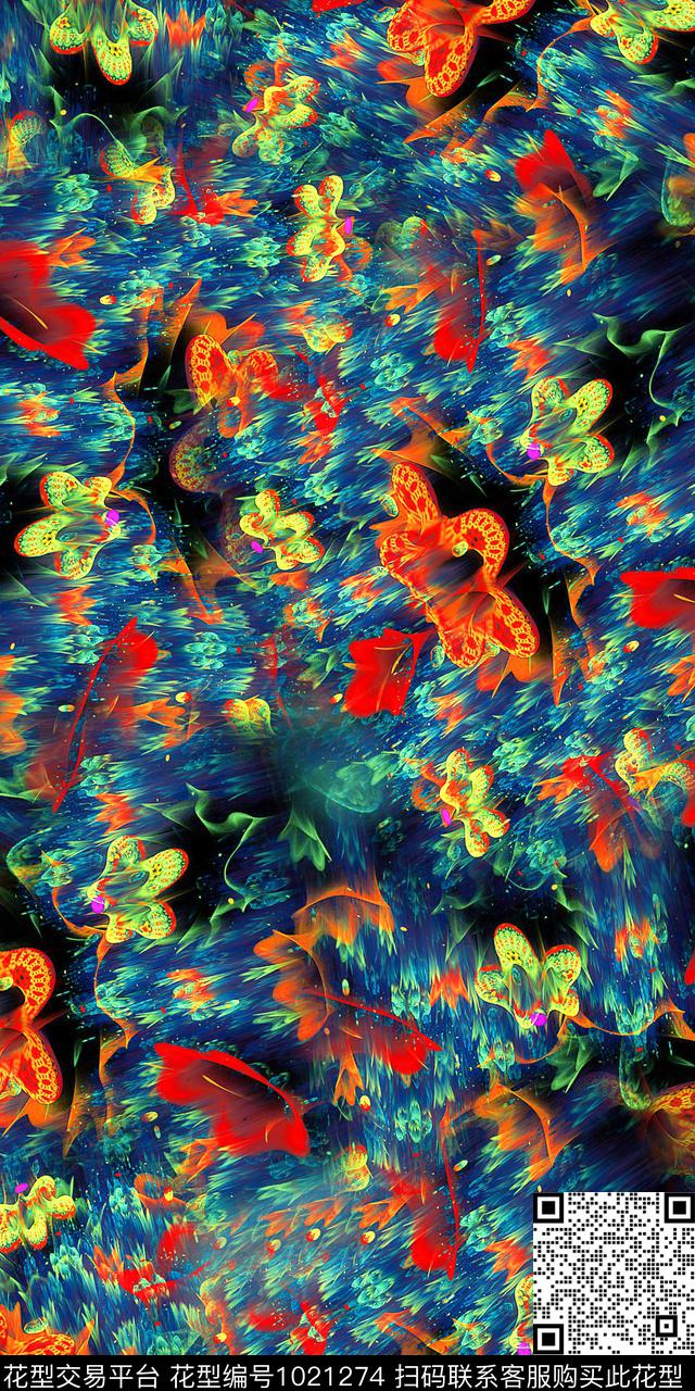 数码华亿平台抽象女装数码印花华亿平台下载（图片编号: 1021274） - 瓦栏（Walan）