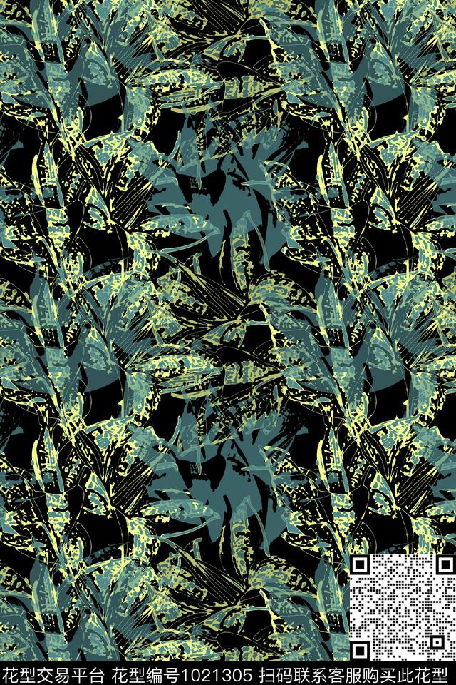 风格化花卉虎皮兰男装休闲花卉数码印花华亿平台下载（图片编号: 1021305） - 瓦栏（Walan）