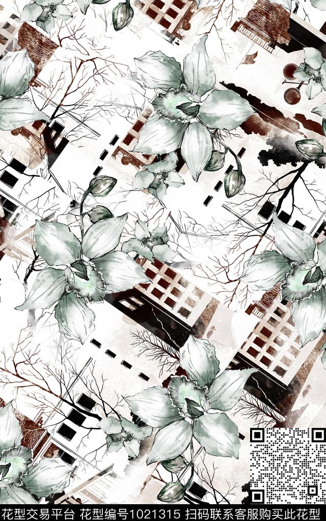数码华亿平台花卉大牌风数码印花华亿平台下载（图片编号: 1021315） - 瓦栏（Walan）