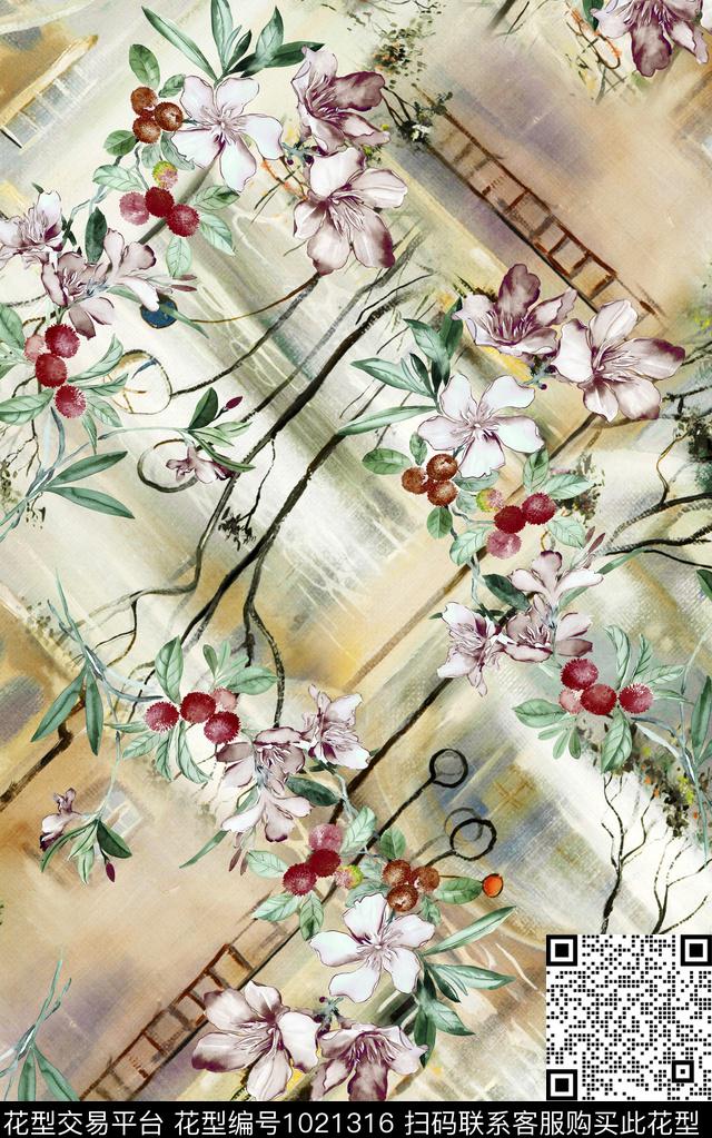 数码华亿平台花卉大牌风数码印花华亿平台下载（图片编号: 1021316） - 瓦栏（Walan）
