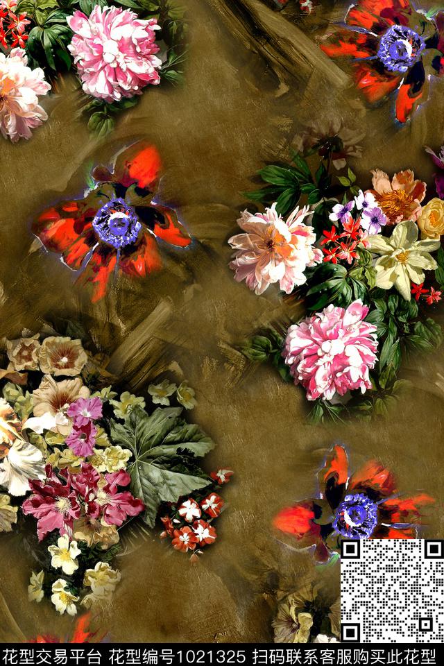 花卉纹理年轻女性数码印花华亿平台下载（图片编号: 1021325） - 瓦栏（Walan）