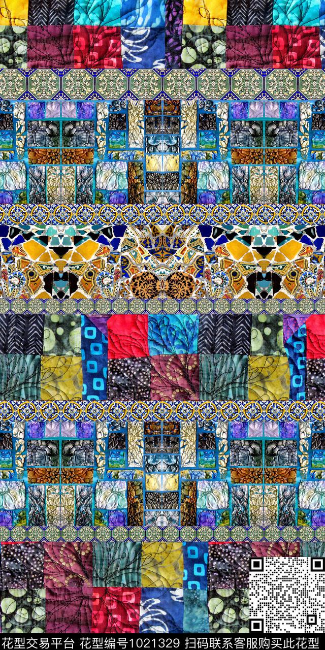 条纹民族风几何数码印花华亿平台下载（图片编号: 1021329） - 瓦栏（Walan）