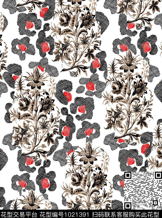 数码华亿平台古典花纹豹纹数码印花华亿平台下载（图片编号: 1021391） - 瓦栏（Walan）
