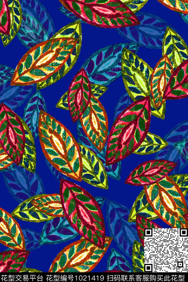绿植树叶数码印花华亿平台下载（图片编号: 1021419） - 瓦栏（Walan）