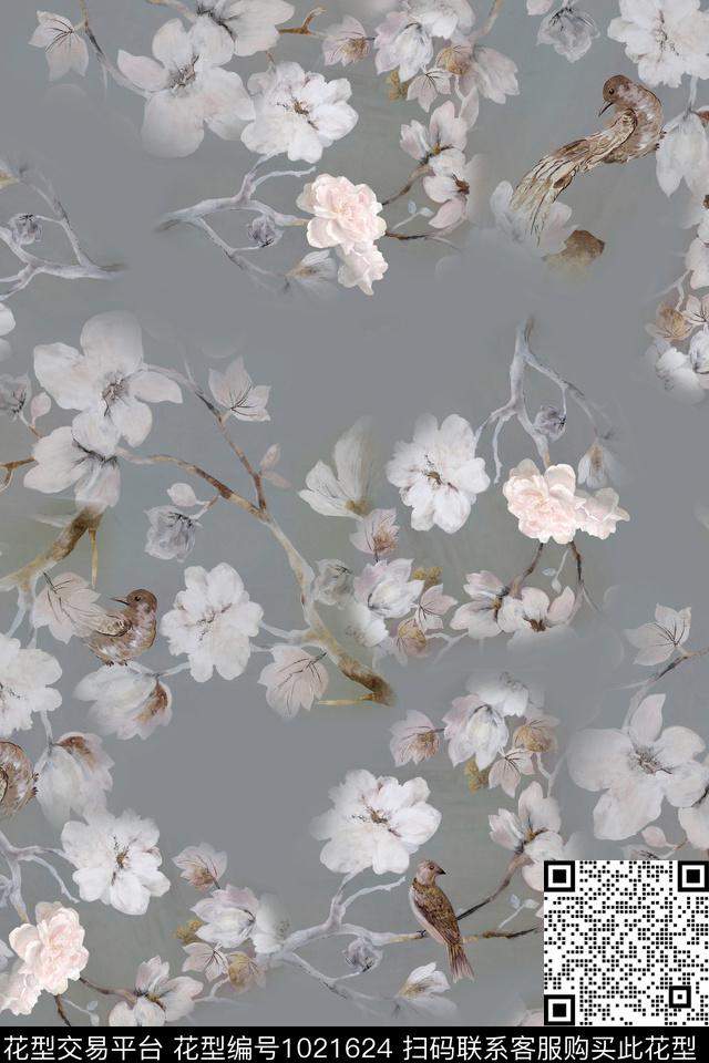 淑女艺术素雅数码印花华亿平台下载（图片编号: 1021624） - 瓦栏（Walan）