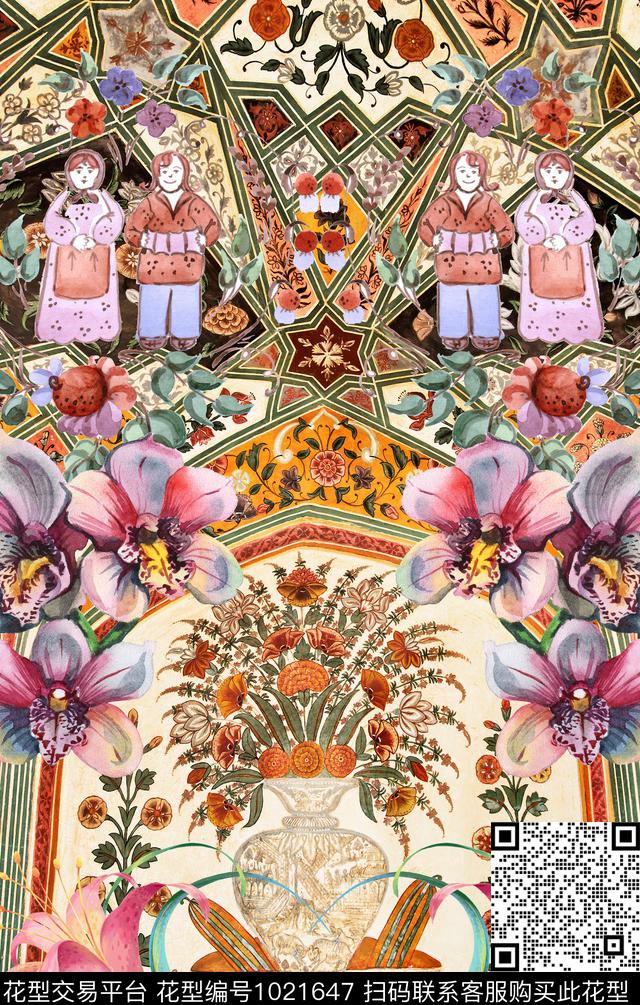 数码华亿平台民族风波西米亚数码印花华亿平台下载（图片编号: 1021647） - 瓦栏（Walan）