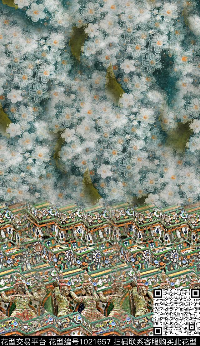 数码华亿平台民族风定位花数码印花华亿平台下载（图片编号: 1021657） - 瓦栏（Walan）