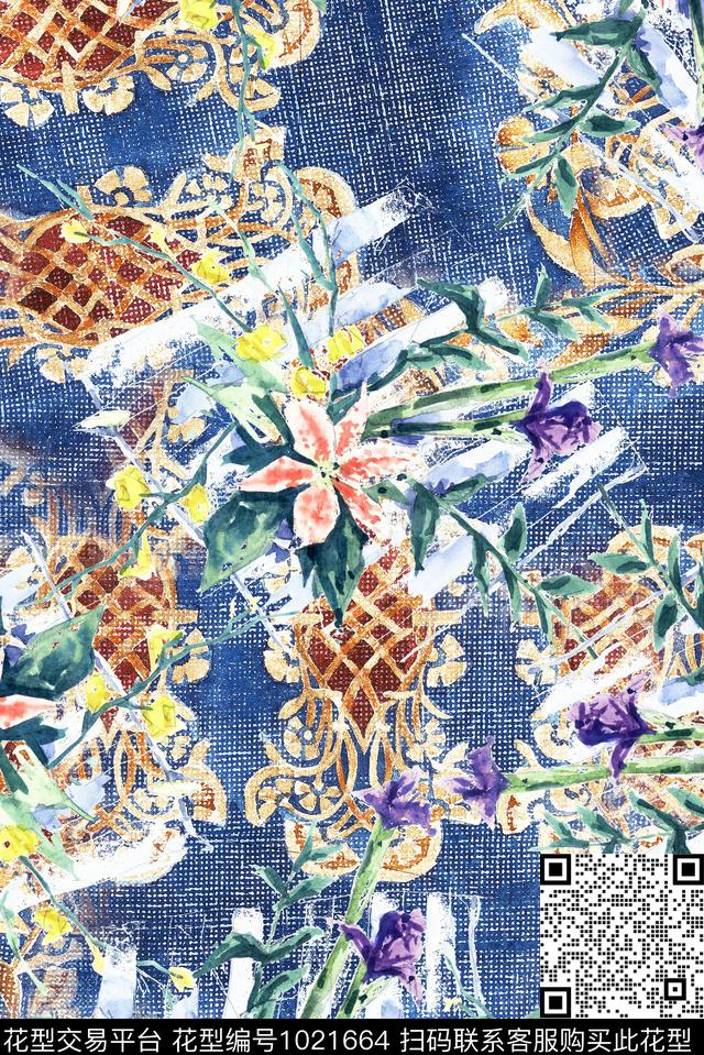 花卉转移印花仿数码数码印花华亿平台下载（图片编号: 1021664） - 瓦栏（Walan）