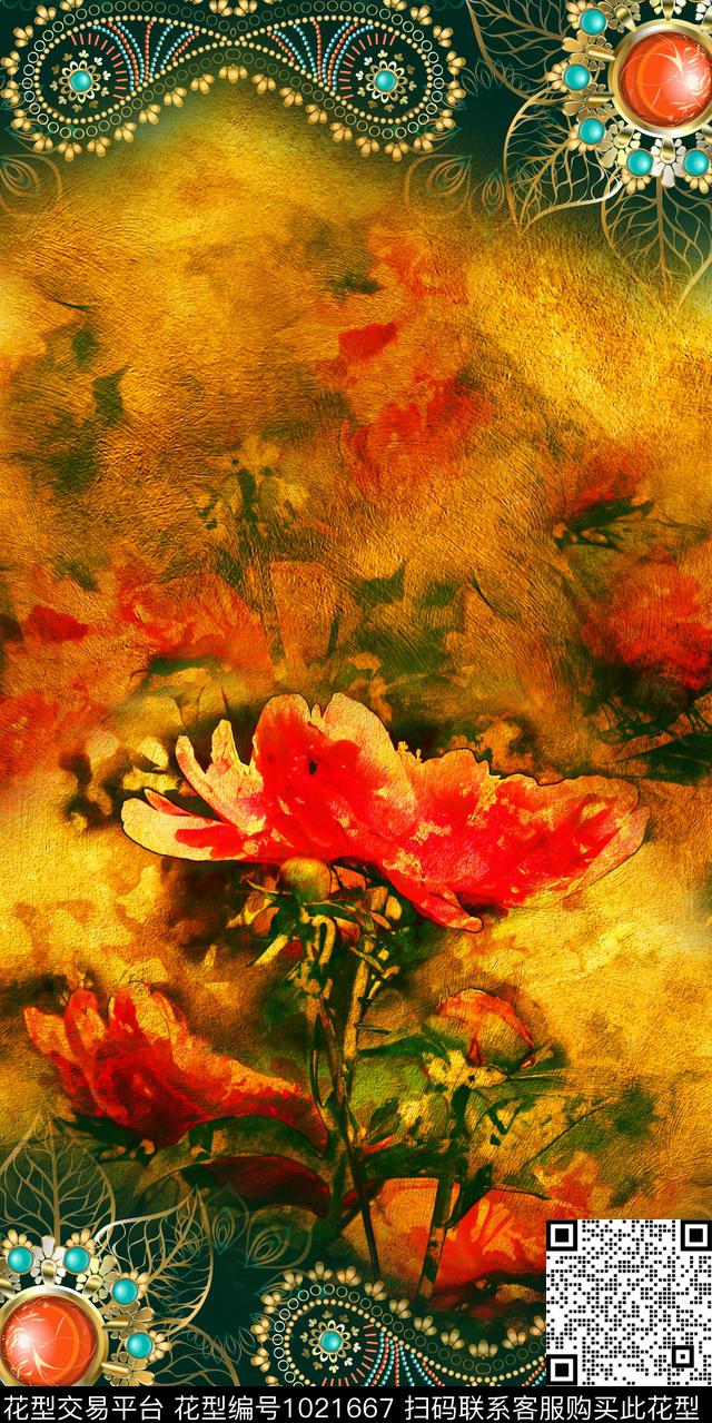 数码华亿平台民族风波西米亚数码印花华亿平台下载（图片编号: 1021667） - 瓦栏（Walan）