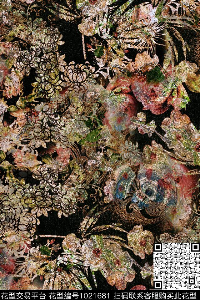 数码华亿平台植物花卉数码印花华亿平台下载（图片编号: 1021681） - 瓦栏（Walan）