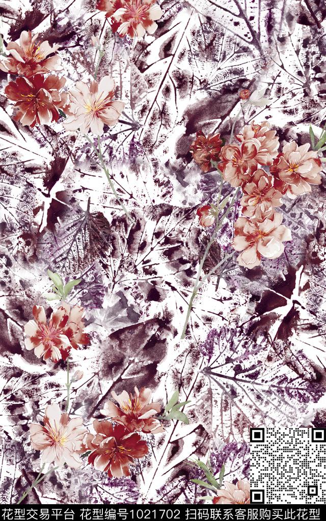 数码华亿平台花卉大牌风数码印花华亿平台下载（图片编号: 1021702） - 瓦栏（Walan）