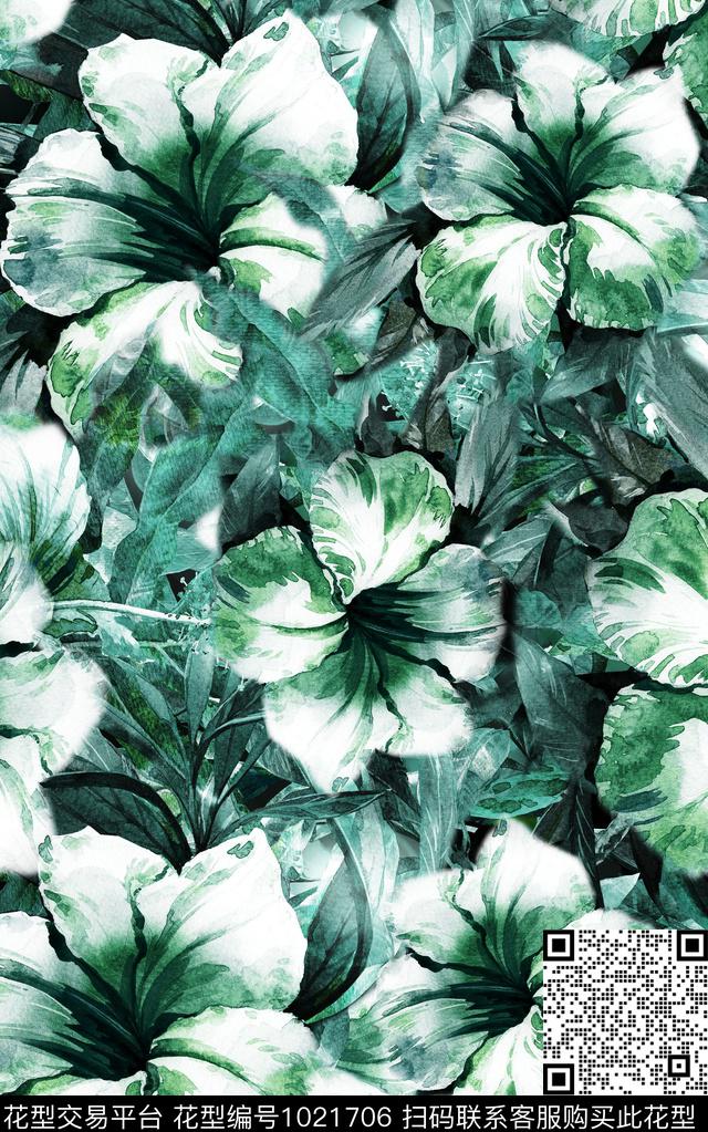 数码华亿平台花卉大牌风数码印花华亿平台下载（图片编号: 1021706） - 瓦栏（Walan）
