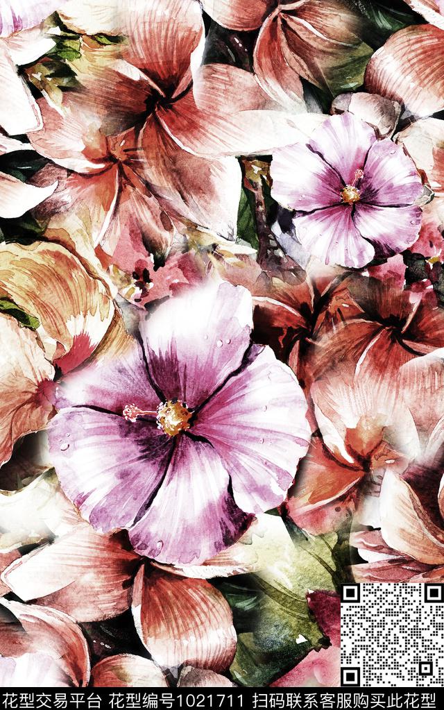 数码华亿平台花卉大牌风数码印花华亿平台下载（图片编号: 1021711） - 瓦栏（Walan）