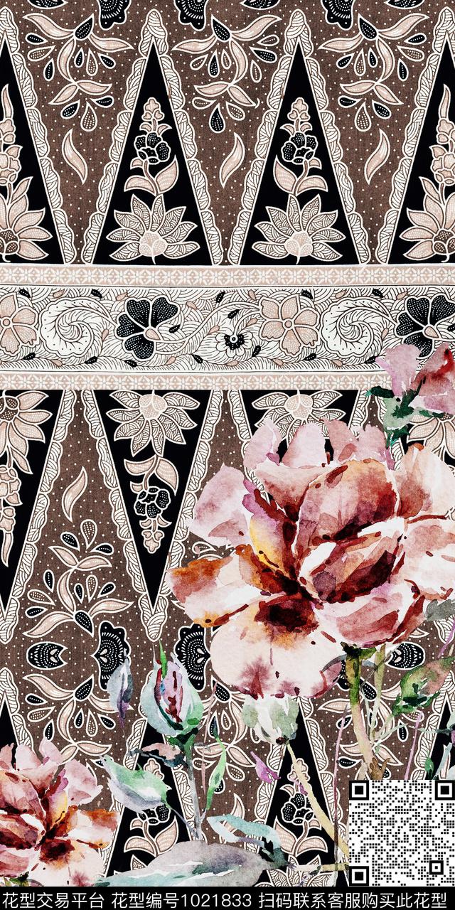 民族风定位花花卉数码印花华亿平台下载（图片编号: 1021833） - 瓦栏（Walan）