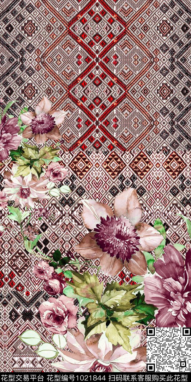 民族风定位花花卉数码印花华亿平台下载（图片编号: 1021844） - 瓦栏（Walan）