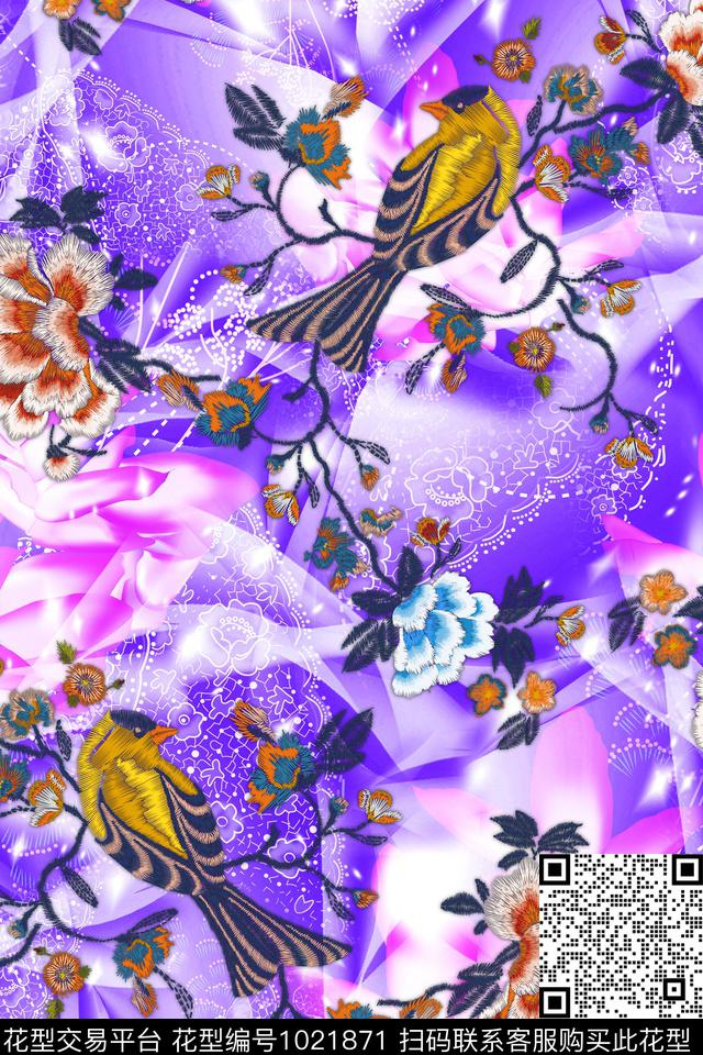 抽象动物混合拼接数码印花华亿平台下载（图片编号: 1021871） - 瓦栏（Walan）