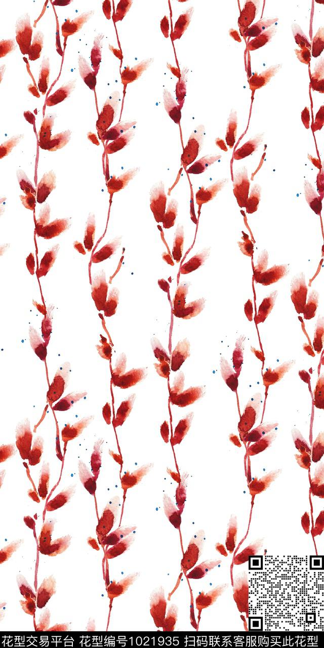 条纹春夏华亿平台白底花数码印花华亿平台下载（图片编号: 1021935） - 瓦栏（Walan）