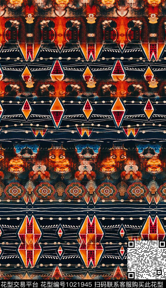 数码华亿平台波西米亚定位花数码印花华亿平台下载（图片编号: 1021945） - 瓦栏（Walan）