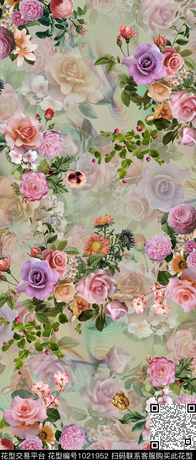 数码华亿平台花卉女装数码印花华亿平台下载（图片编号: 1021952） - 瓦栏（Walan）