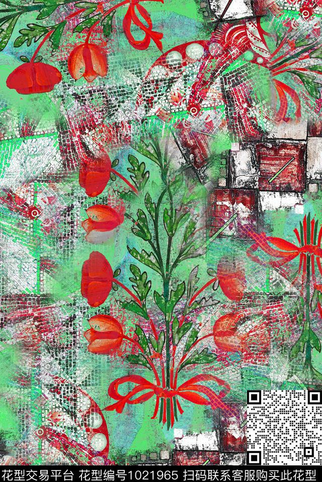 数码华亿平台民族风花卉数码印花华亿平台下载（图片编号: 1021965） - 瓦栏（Walan）