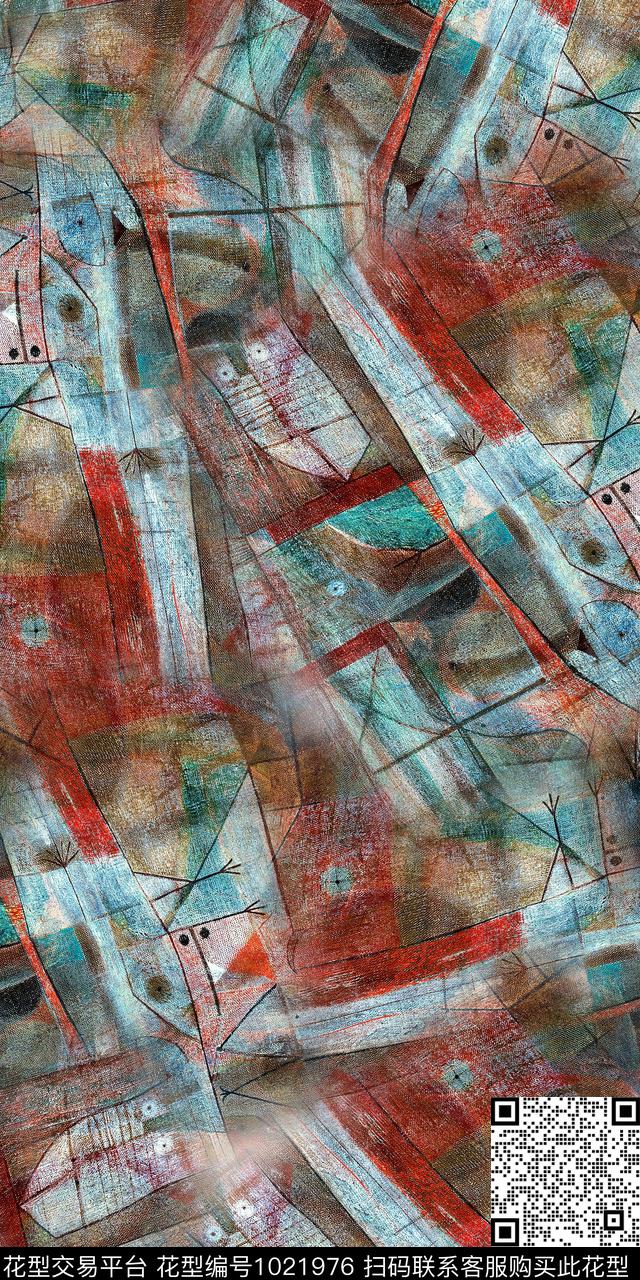 抽象复古油画底纹数码印花华亿平台下载（图片编号: 1021976） - 瓦栏（Walan）