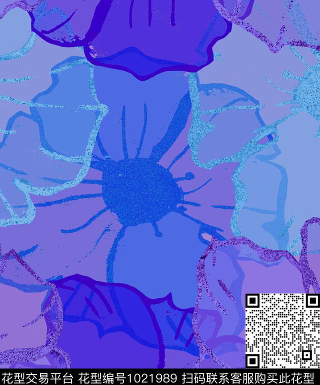 抽象花卉混合拼接数码印花华亿平台下载（图片编号: 1021989） - 瓦栏（Walan）