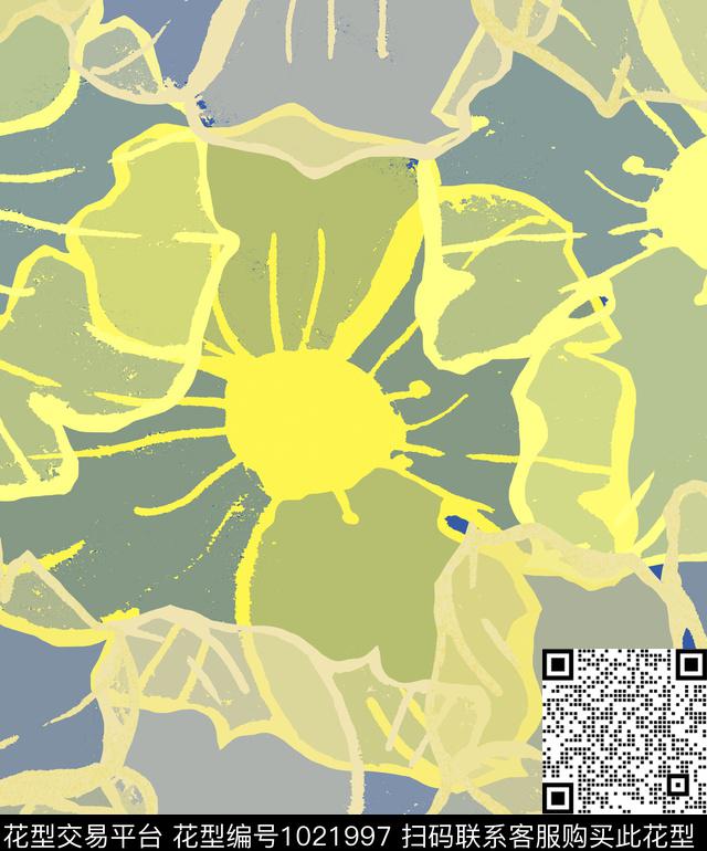 抽象花卉混合拼接数码印花华亿平台下载（图片编号: 1021997） - 瓦栏（Walan）