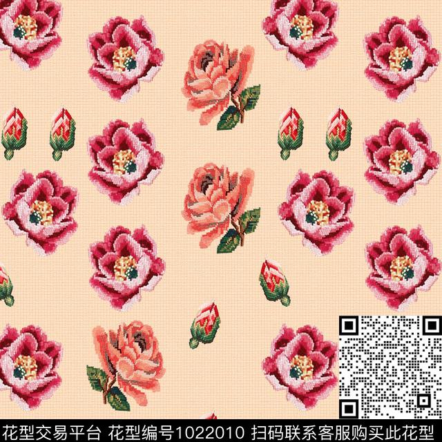 数码华亿平台十字绣水彩花卉数码印花华亿平台下载（图片编号: 1022010） - 瓦栏（Walan）