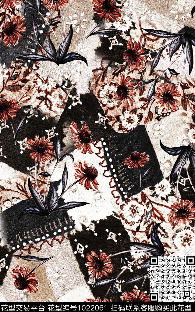 数码华亿平台民族风抽象数码印花华亿平台下载（图片编号: 1022061） - 瓦栏（Walan）