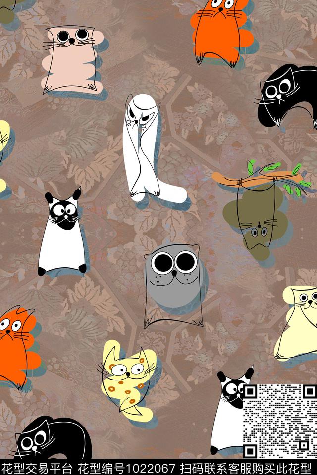 卡通动物趣味纹理数码印花华亿平台下载（图片编号: 1022067） - 瓦栏（Walan）