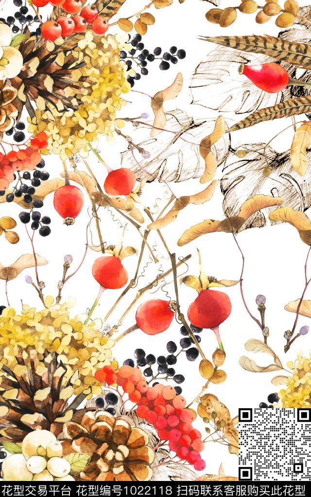 小碎花线条花卉水彩花卉数码印花华亿平台下载（图片编号: 1022118） - 瓦栏（Walan）