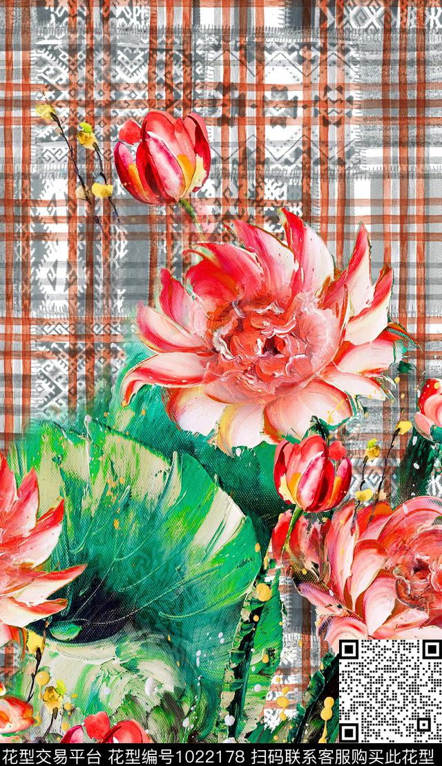 定位花花卉油画华亿平台数码印花华亿平台下载（图片编号: 1022178） - 瓦栏（Walan）