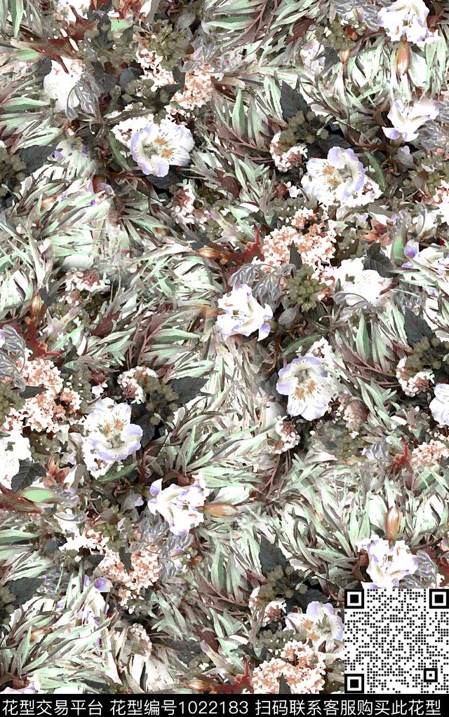 数码华亿平台花卉大牌风数码印花华亿平台下载（图片编号: 1022183） - 瓦栏（Walan）