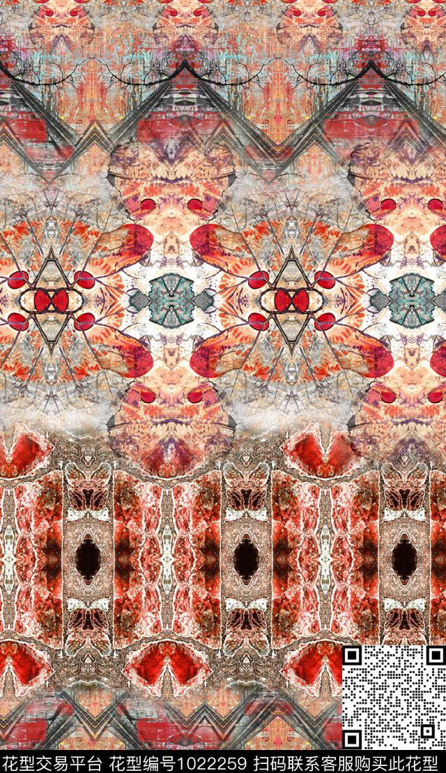 数码华亿平台民族风定位花数码印花华亿平台下载（图片编号: 1022259） - 瓦栏（Walan）
