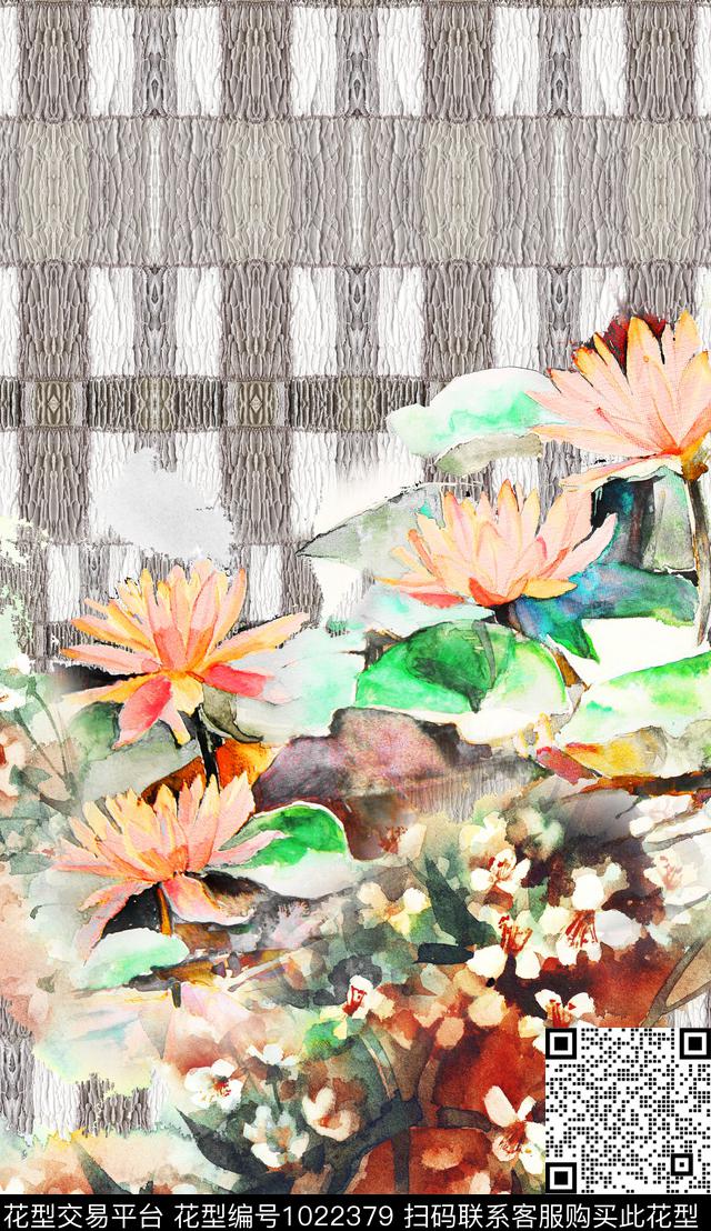 民族风格子笔触数码印花华亿平台下载（图片编号: 1022379） - 瓦栏（Walan）