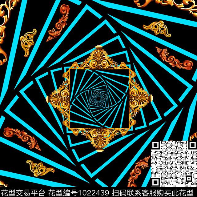 几何大牌风小方巾数码印花华亿平台下载（图片编号: 1022439） - 瓦栏（Walan）