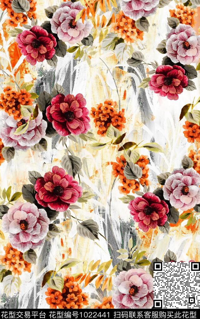 数码华亿平台花卉油画华亿平台数码印花华亿平台下载（图片编号: 1022441） - 瓦栏（Walan）