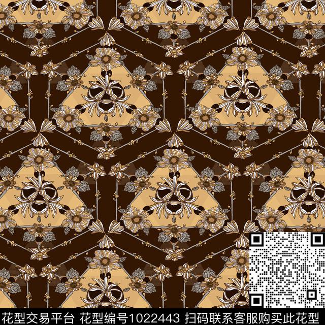 数码华亿平台黑底花卉花卉数码印花华亿平台下载（图片编号: 1022443） - 瓦栏（Walan）